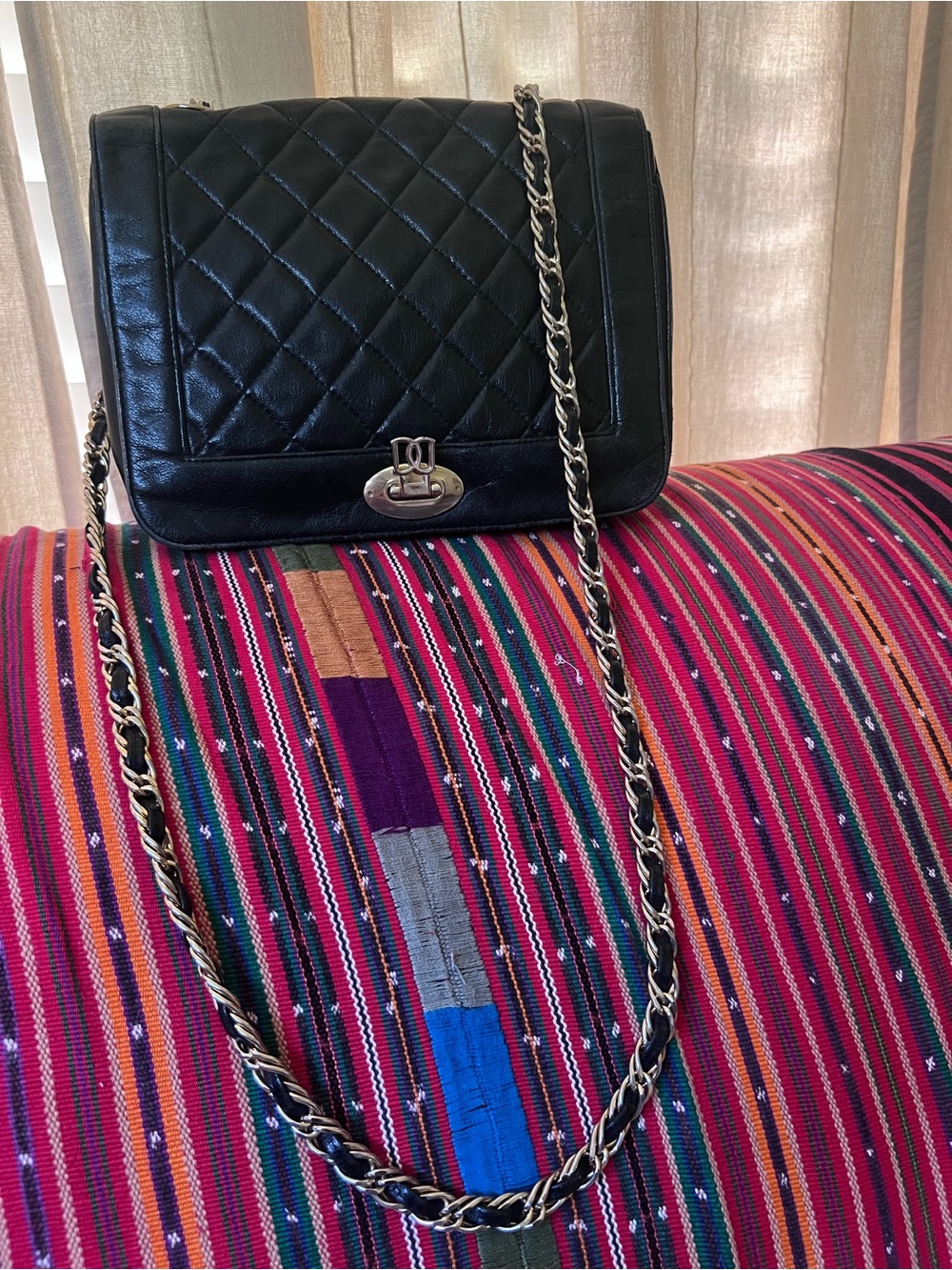 Black Doncaster Leather Quilted Chain Shoulder Bag - elegant Crossbody